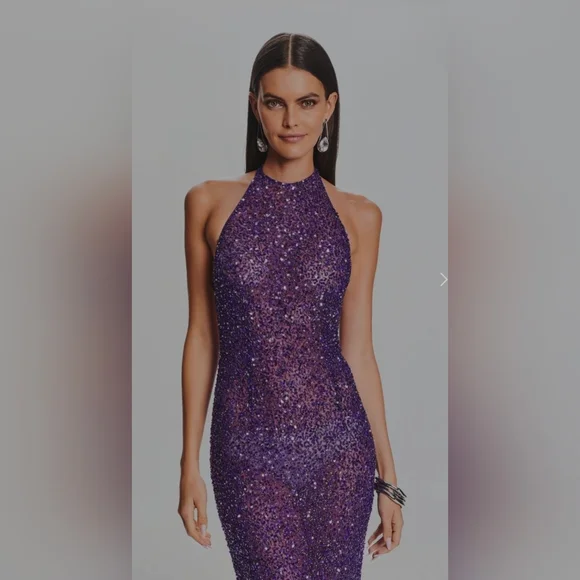Clarisse Purple Sequin Dress - Picture 4 of 10
